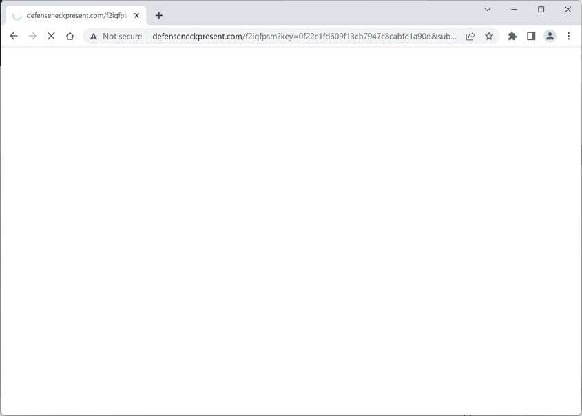 Image: Chrome browser is redirected to the Defenseneckpresent.com site