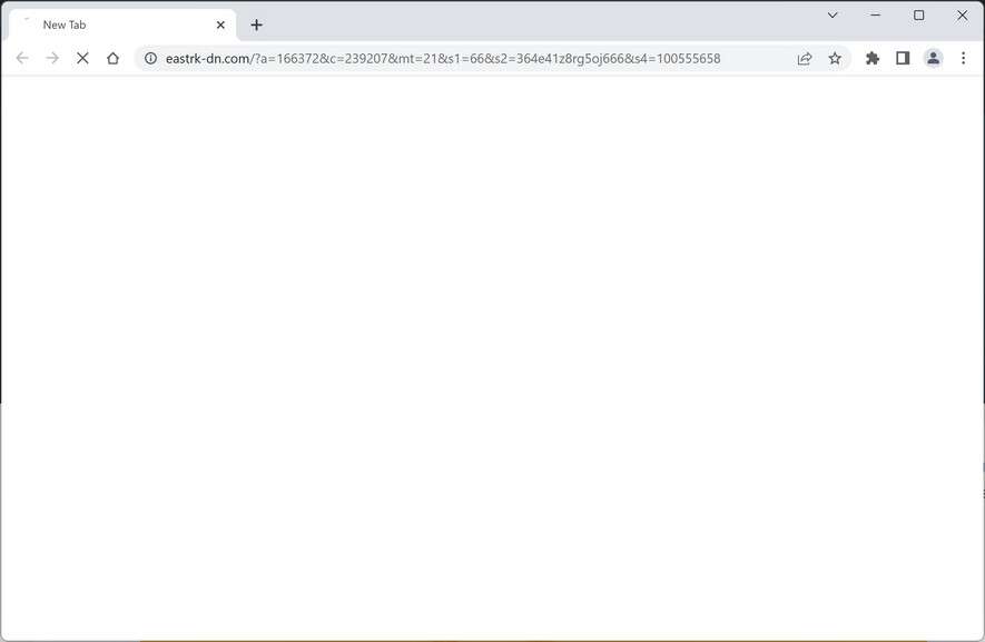 Image: Chrome browser is redirected to the Eastrk-dn.com site