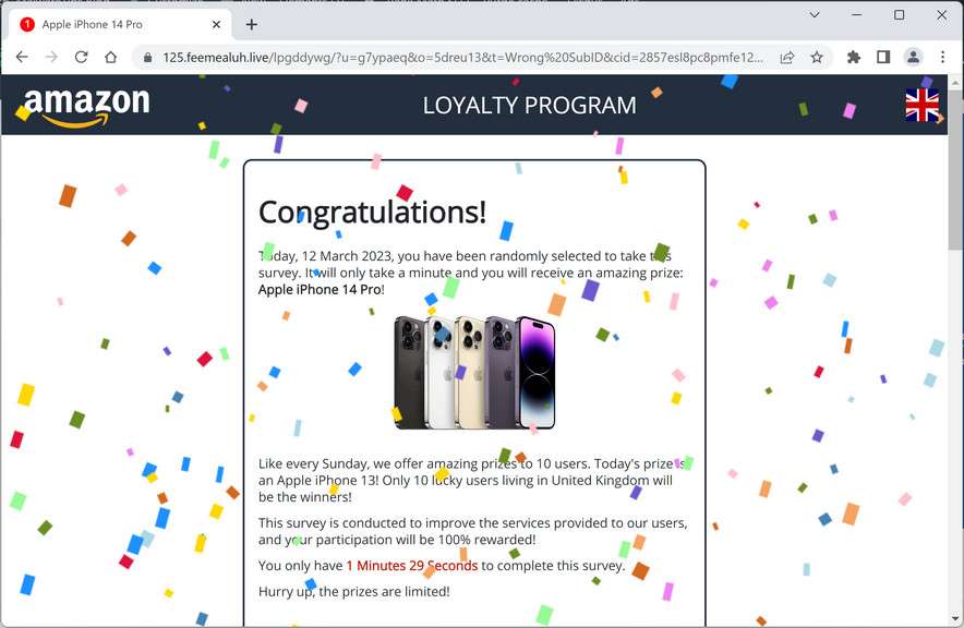 Image: Feemealuh.live Survey Scam