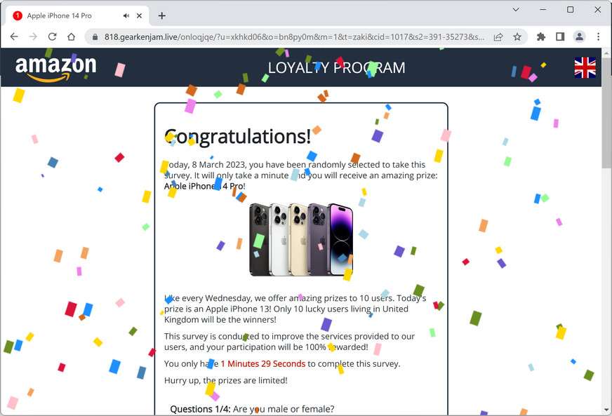 Image: Gearkenjam.live Survey Scam