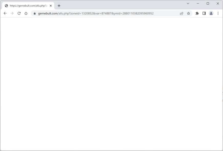 Image: Chrome browser is redirected to the Gernebult.com site