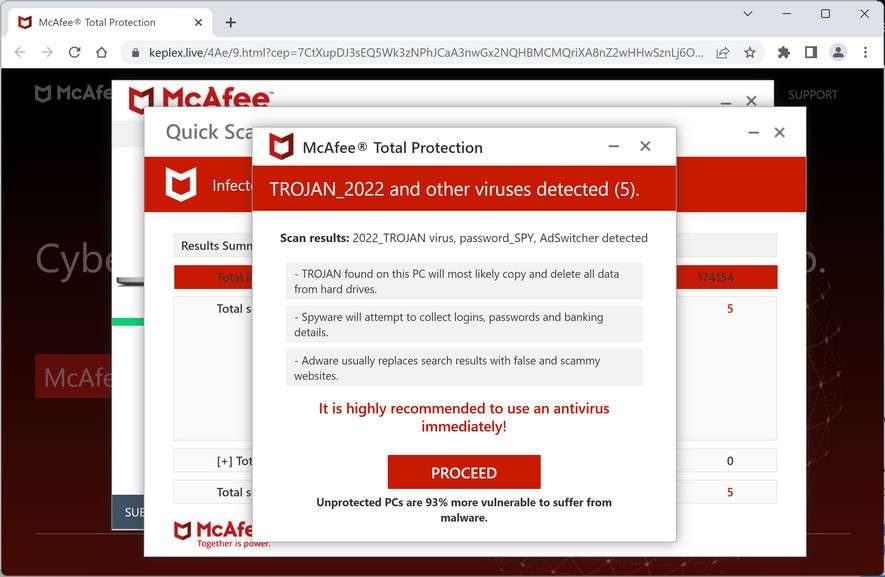 Image: Chrome browser is redirected to Keplex.live