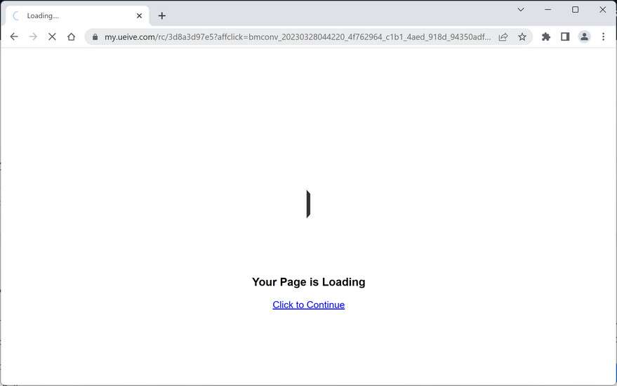 Image: Chrome browser is redirected to My.ueive.com