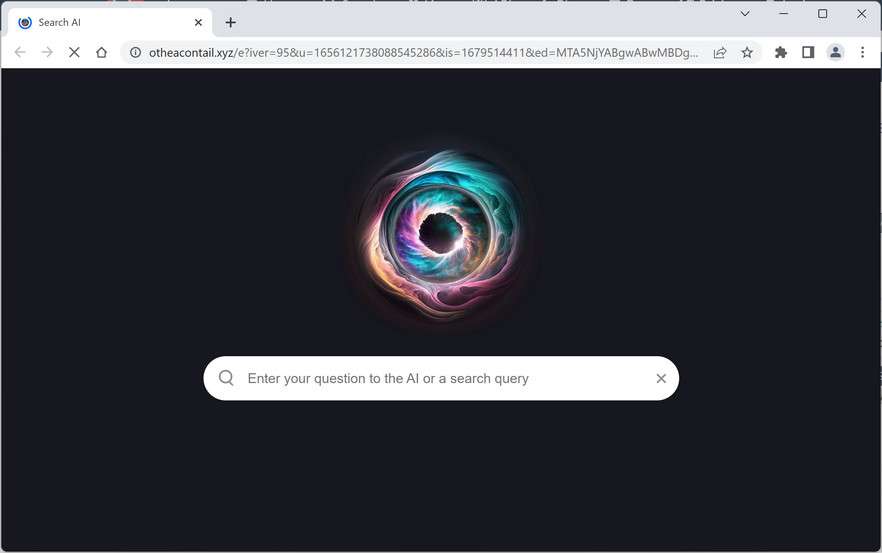 Image: Chrome browser is redirected to Otheacontail.xyz