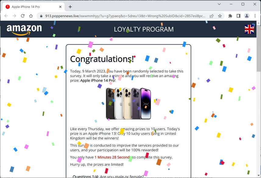 Image: Poppennews.live Survey Scam