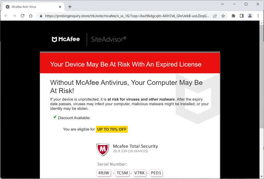 Image: Chrome browser is redirected to Probinginquiry.store