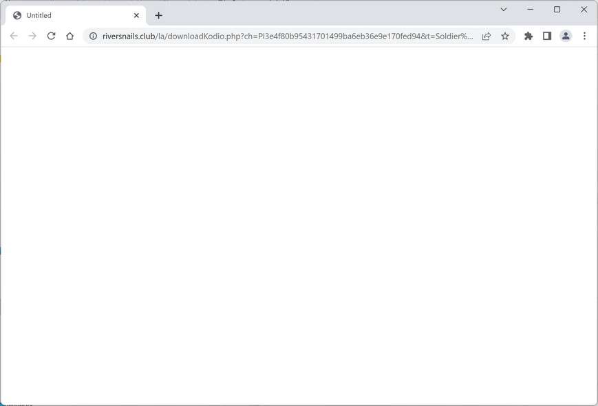 Image: Chrome browser is redirected to the Riversnails.club site