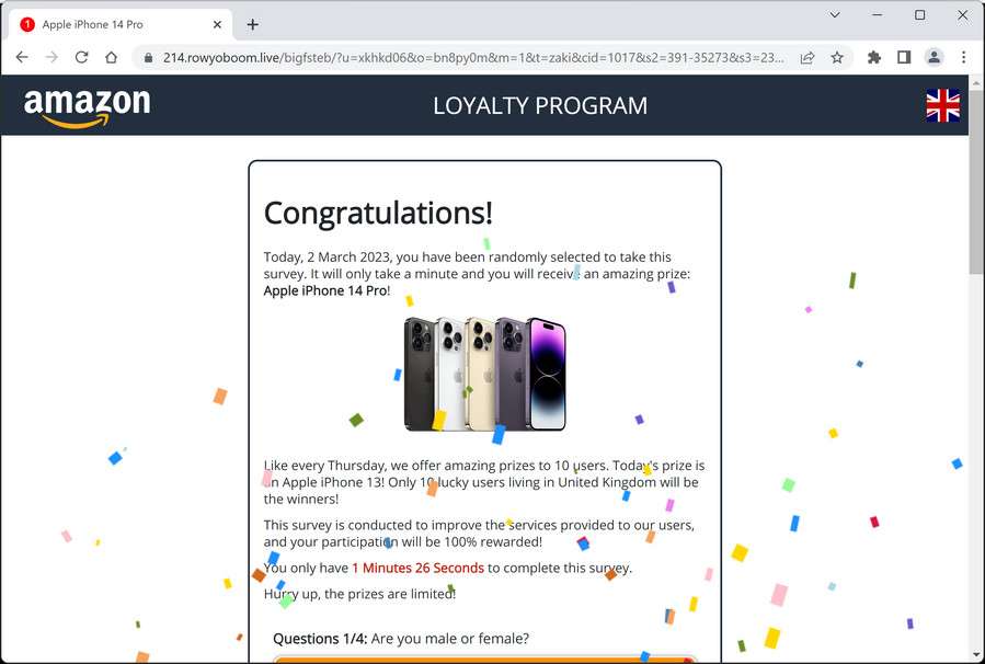 Image: Rowyoboom.live Survey Scam