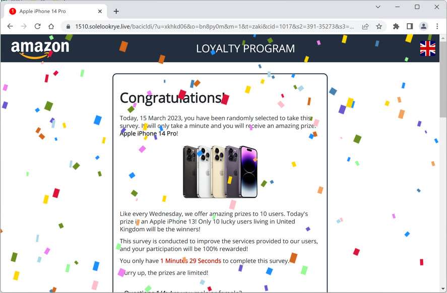 Image: Solelookrye.live Survey Scam