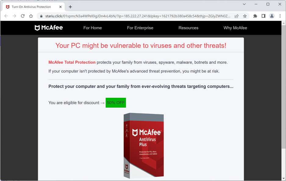 Image: Chrome browser is redirected to Stariu.click
