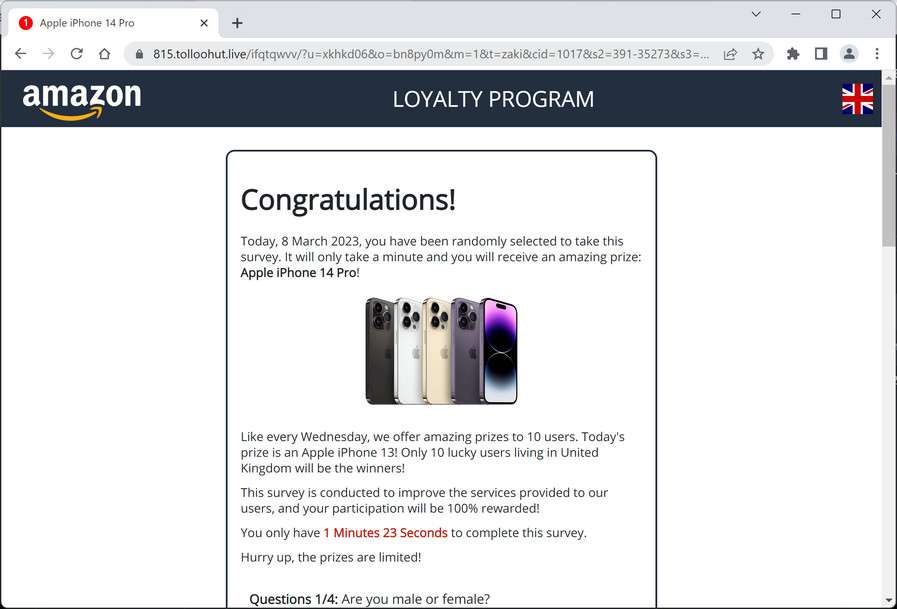 Image: Tolloohut.live Survey Scam