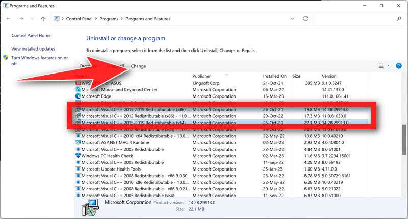 Microsoft Visual C++ Repair Step 2