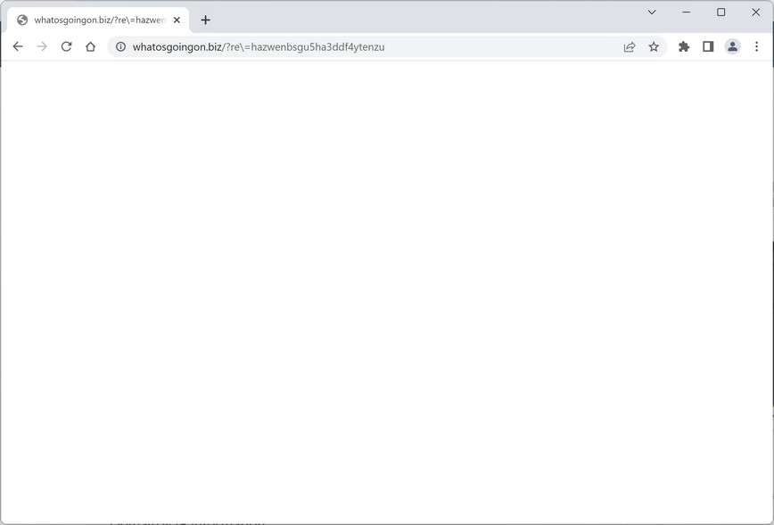 Image: Chrome browser is redirected to the Whatosgoingon.biz site