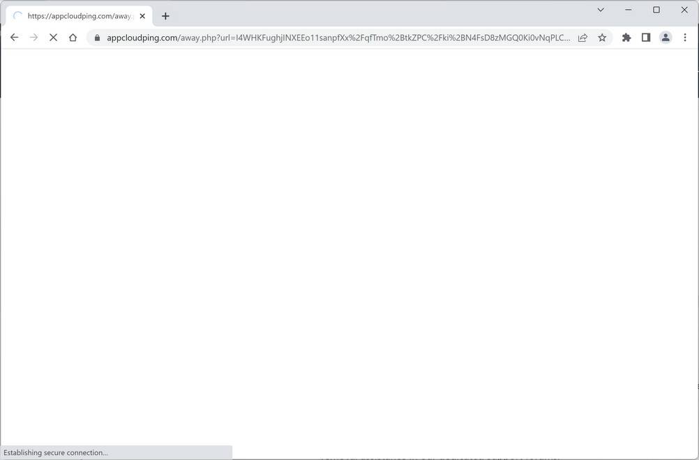 Image: Chrome browser is redirected to Appcloudping.com