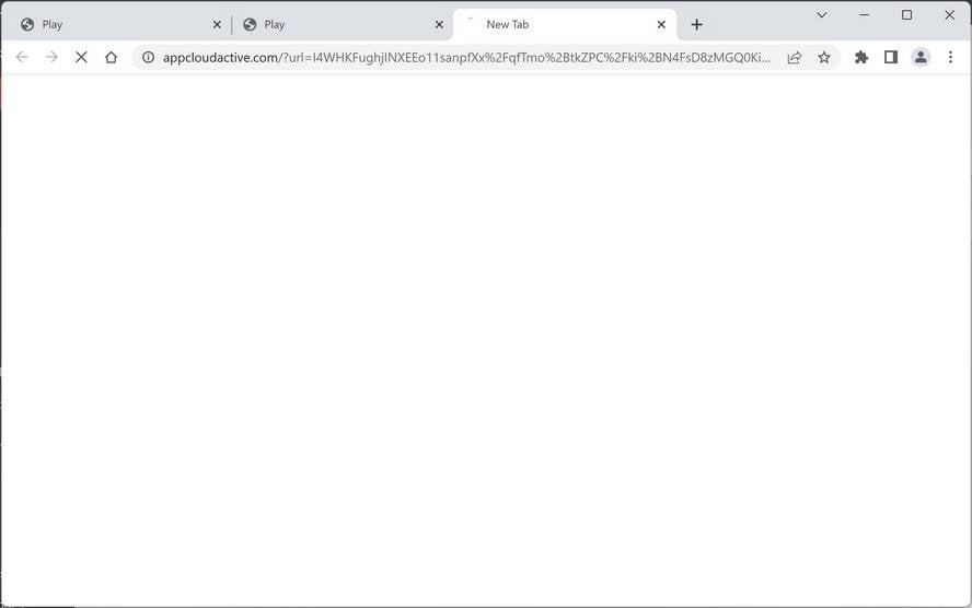 Image: Chrome browser is redirected to Appcloudactive.com