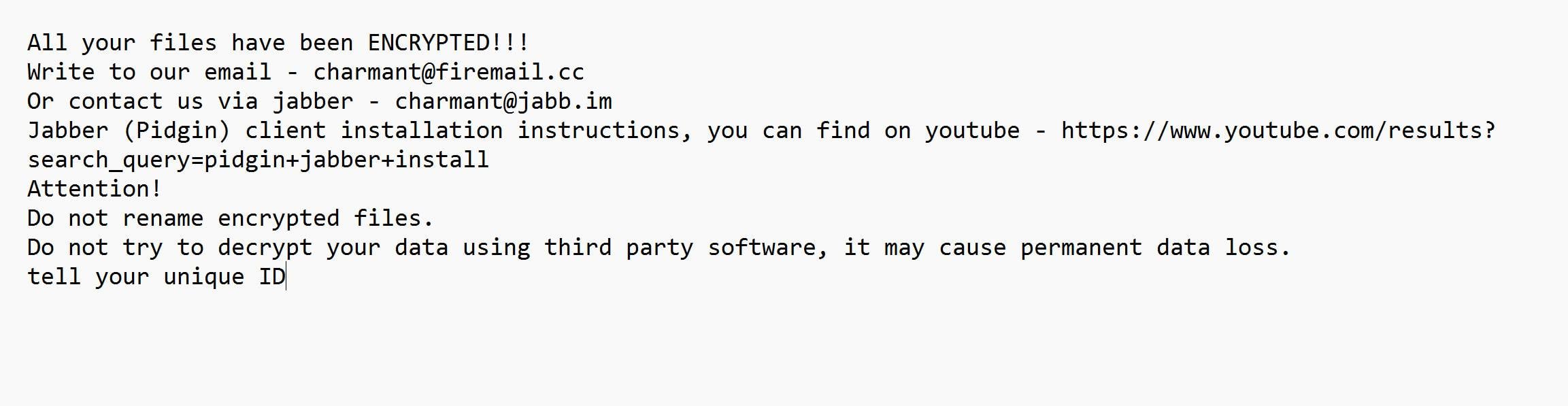 Image: Charmant ransomware
