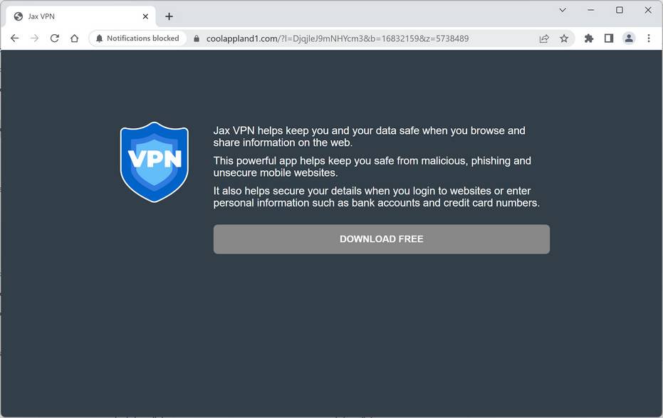Image: Chrome browser is redirected to Coolappland1.com
