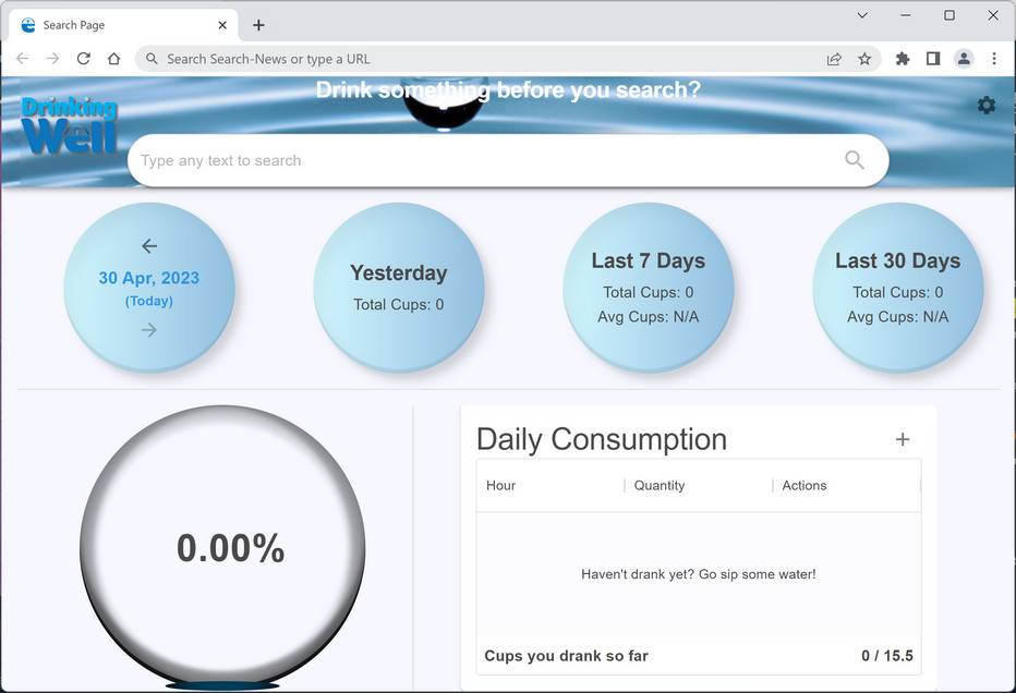 Image: Drinking Well Chrome new tab page