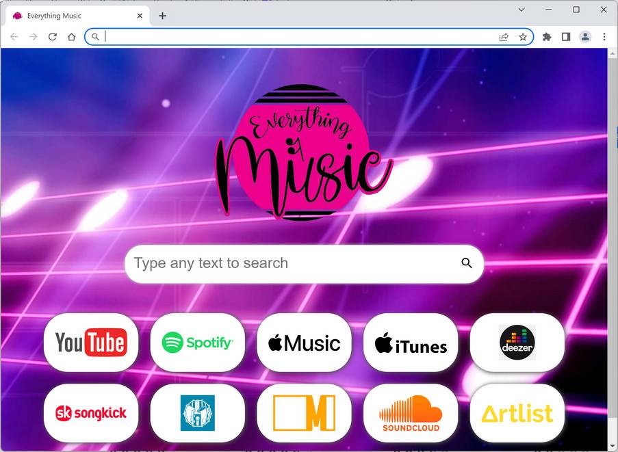 Image: Everything Music Chrome new tab page
