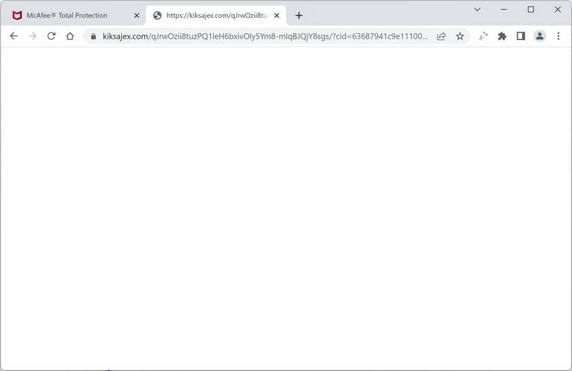 Image: Chrome browser is redirected to Kiksajex.com