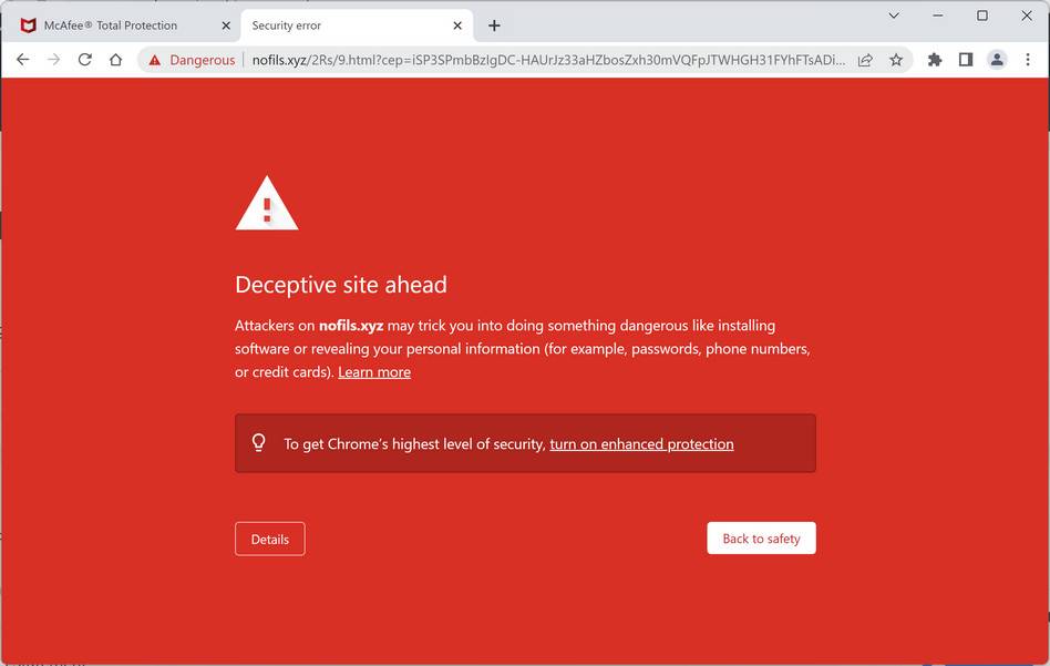 Image: Nofils.xyz Fake Antivirus Scan