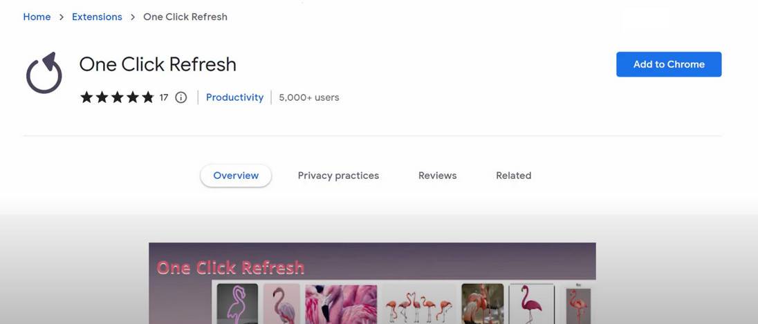 Image: One Click Refresh Chrome Extension