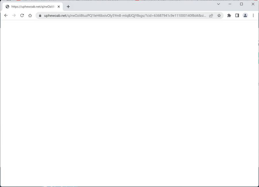 Image: Chrome browser is redirected to Uphewoab.net