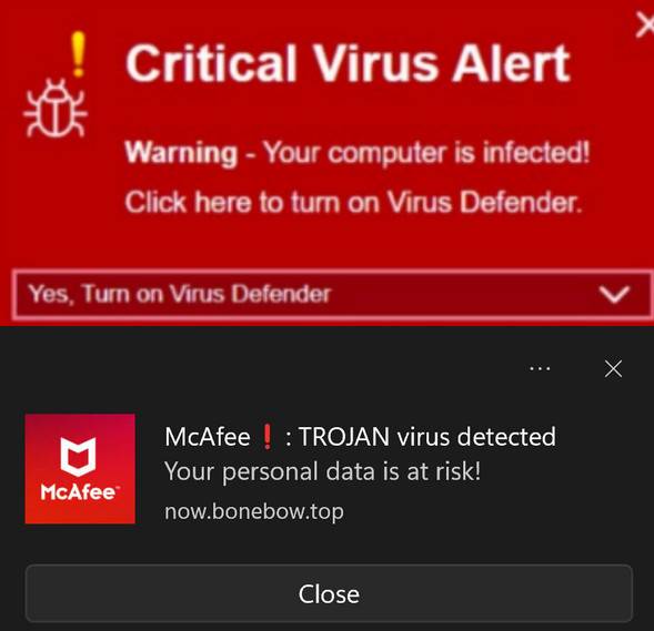 Virus Detected Pop-ups