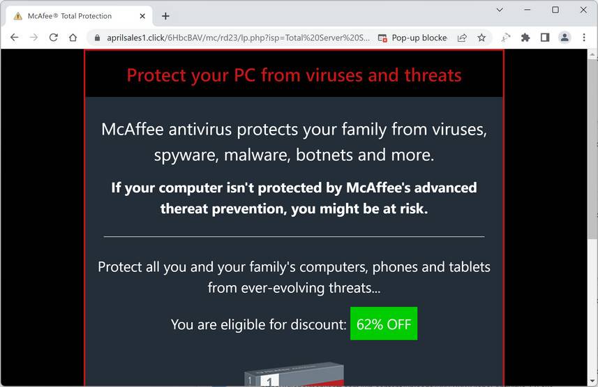 Screenshot of Aprilsales1.click Fake Antivirus Scan