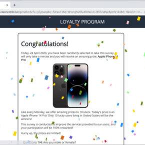 Screenshot of Dawncotlib.live Fake Survey