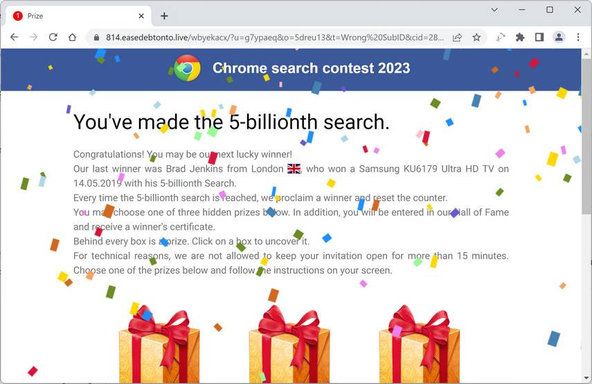 Screenshot of Easedebtonto.live Fake Survey