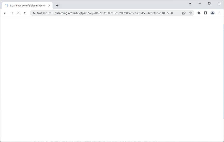 Image: Chrome browser is redirected to Elizathings.com