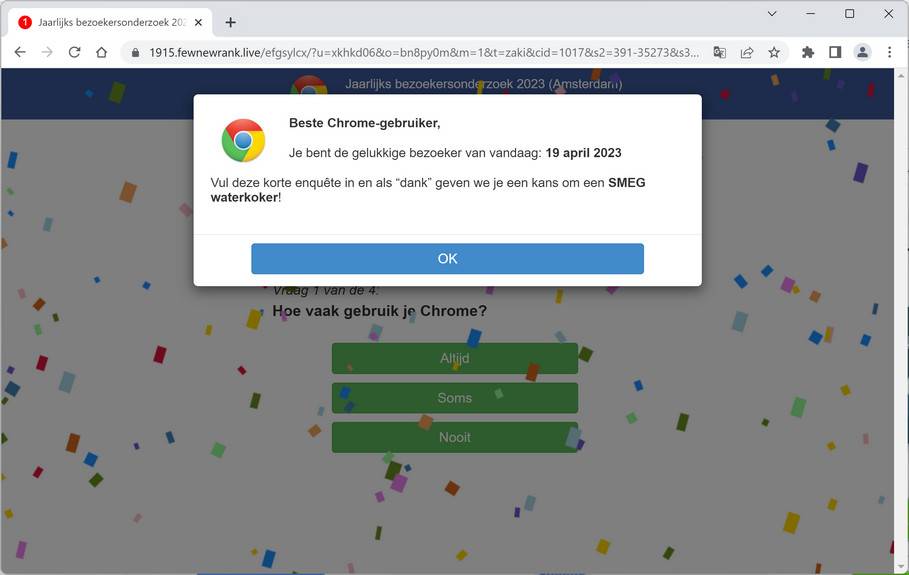 Screenshot of Fewnewrank.live Fake Survey