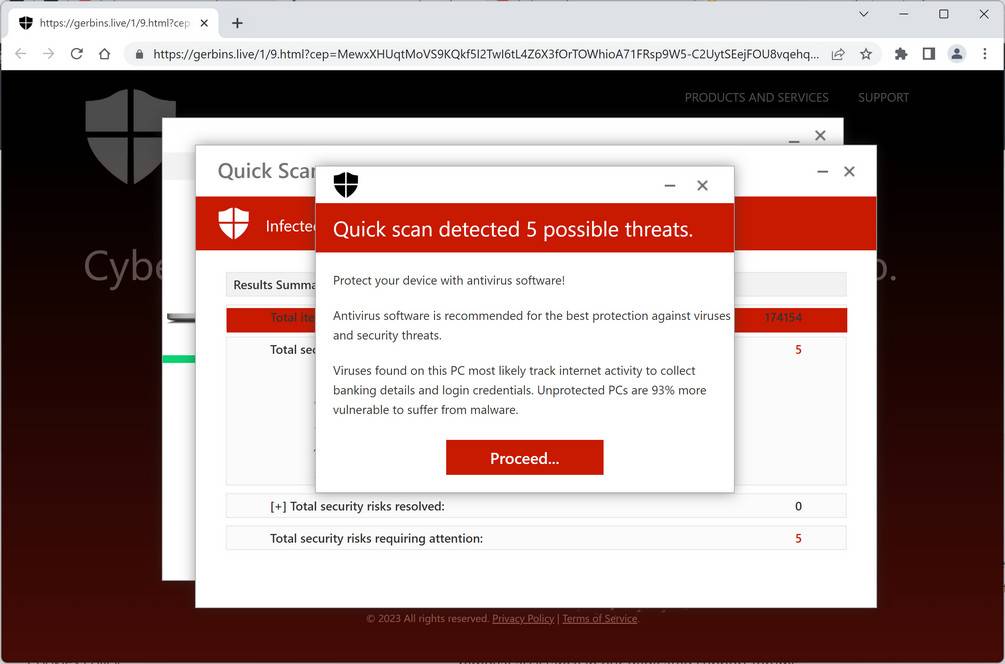 Image: Gerbins.live Fake Antivirus Scan