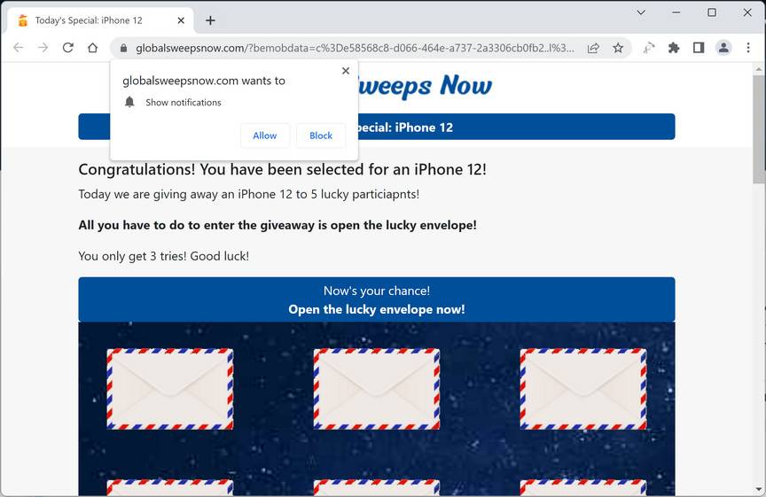Globalsweepsnow.com Ad