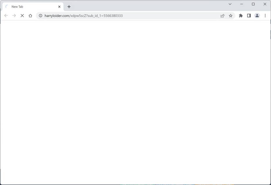 Image: Chrome browser is redirected to Harryloider.com