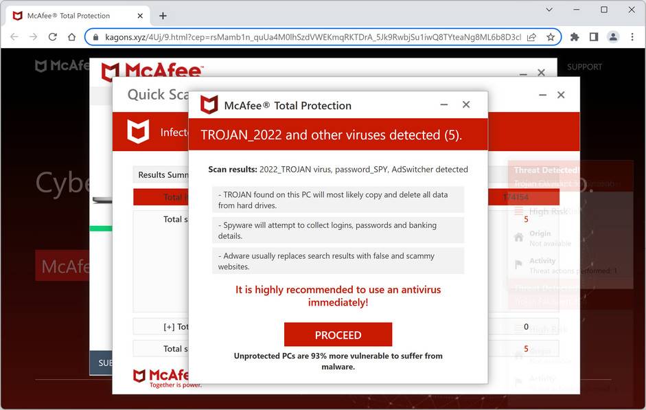 Image: Kagons.xyz Fake Antivirus Scan