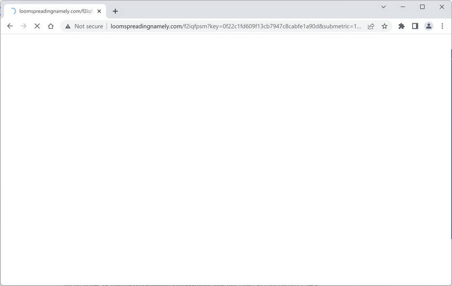 Image: Chrome browser is redirected to Loomspreadingnamely.com
