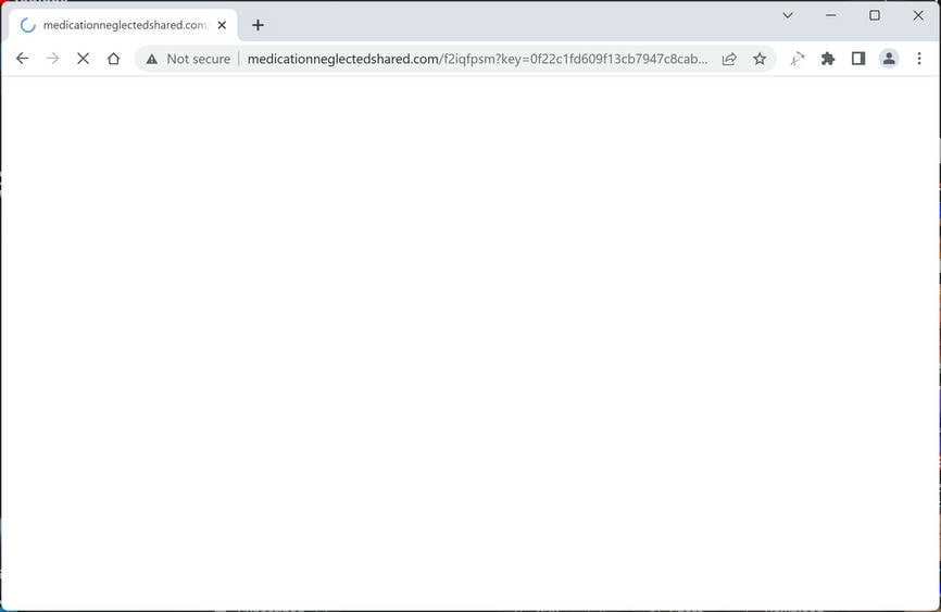 Image: Chrome browser is redirected to Medicationneglectedshared.com
