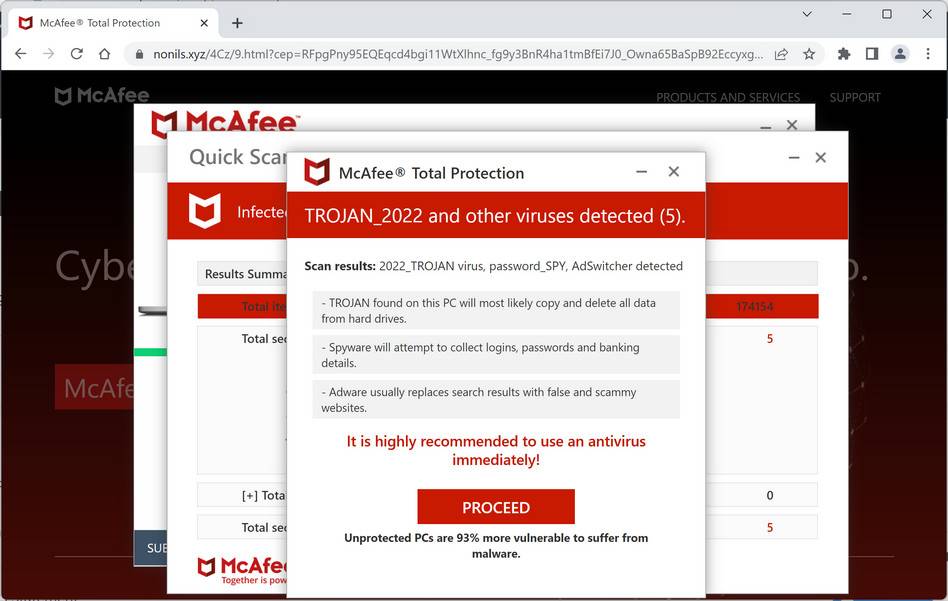 Image: Nonils.xyz Fake Antivirus Scan