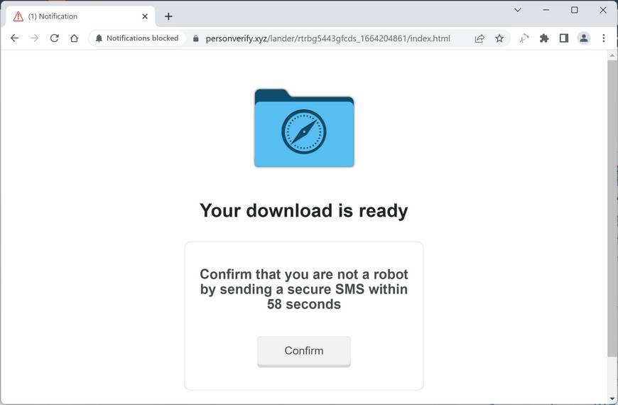 Image: Chrome browser is redirected to Personverify.xyz