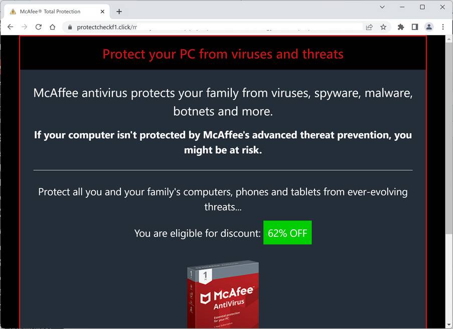 Image: Protectcheckf1.click Fake Antivirus Scan