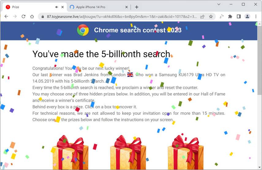 Screenshot of Toyjeanzone.live Fake Survey