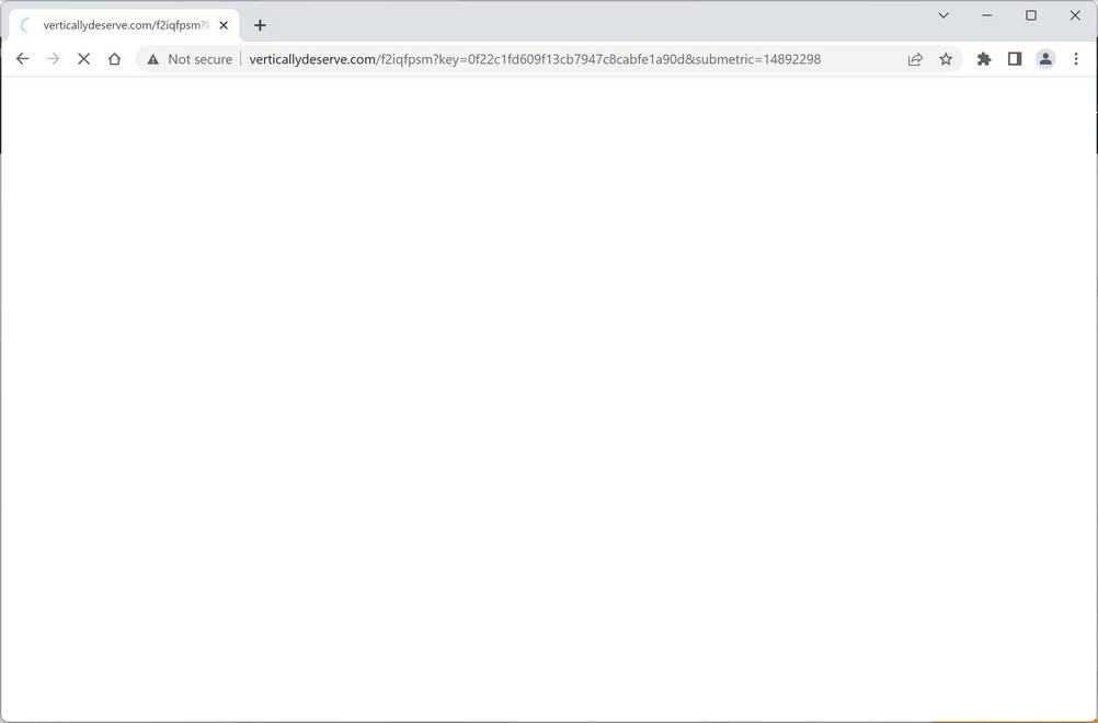 Image: Chrome browser is redirected to Verticallydeserve.com