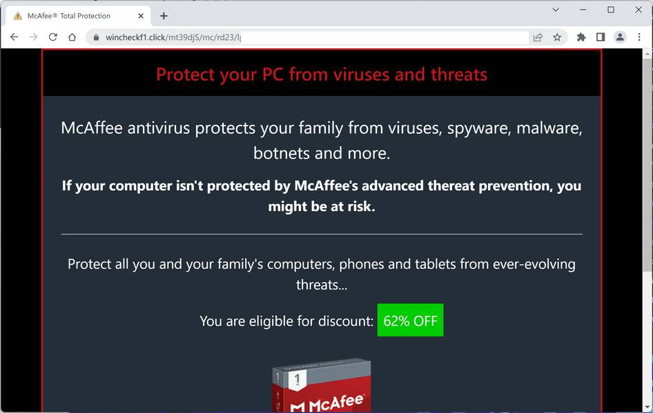 Image: Wincheckf1.click Fake Antivirus Scan