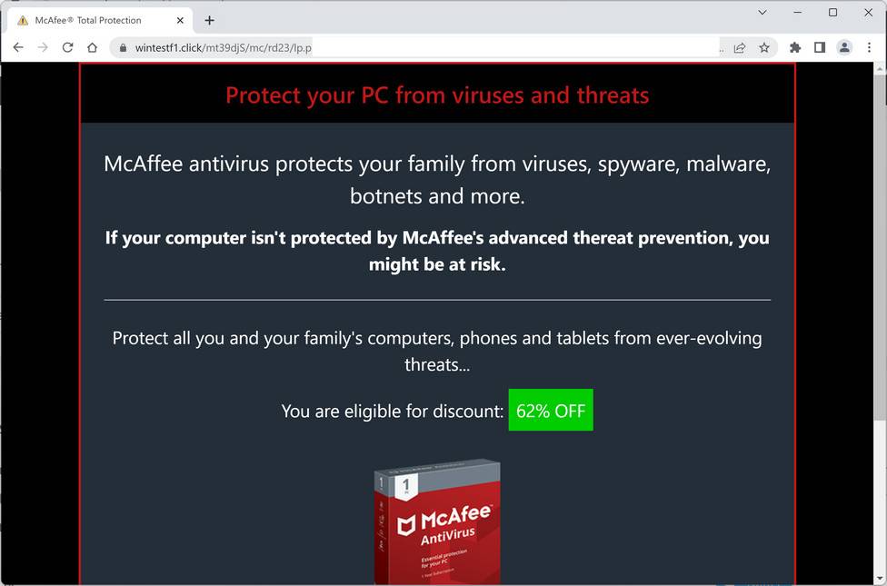 Image: Wintestf1.click Fake Antivirus Scan