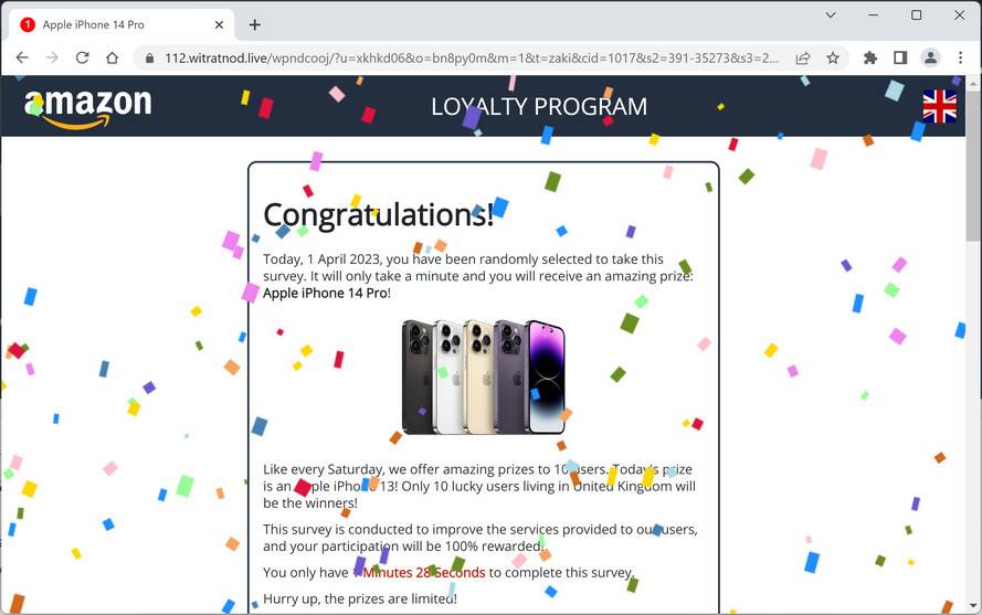 Screenshot of Witratnod.live Fake Survey