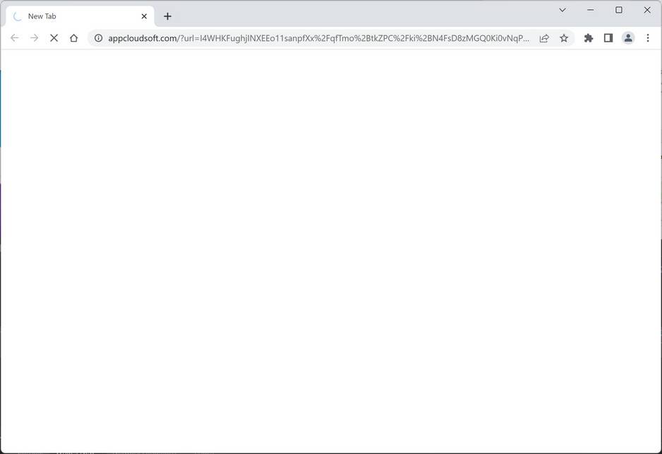 Image: Chrome browser is redirected to Appcloudsoft.com