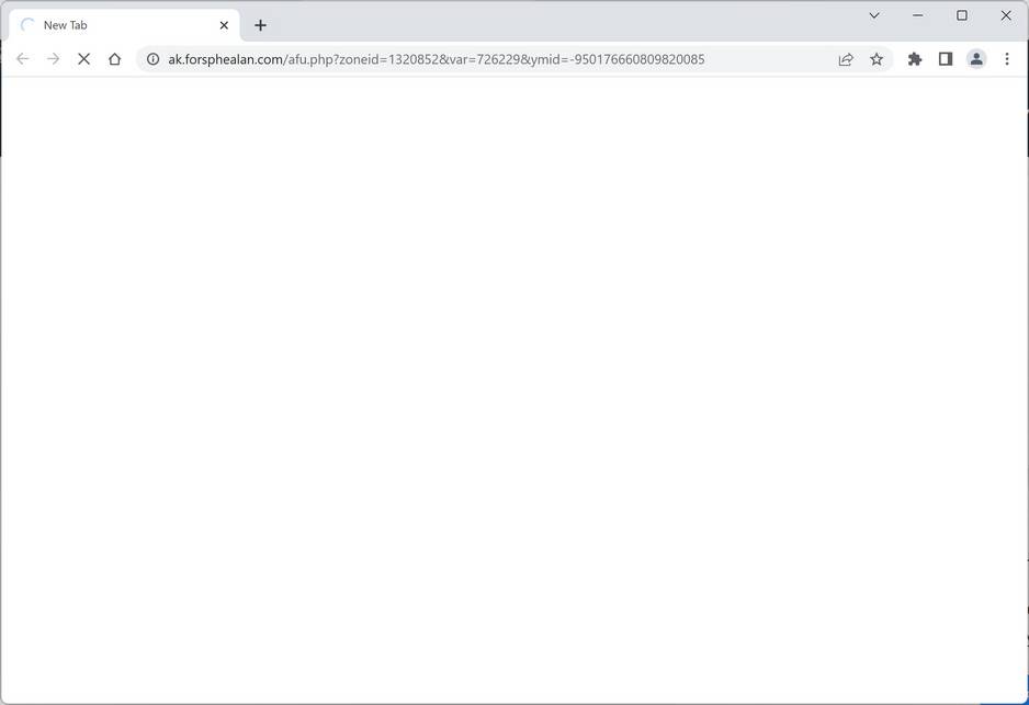 Image: Chrome browser is redirected to Ak.Forsphealan.com