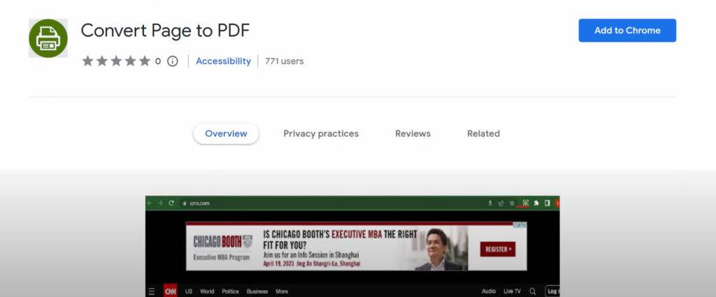 Image: Convert Page To PDF Chrome Extension